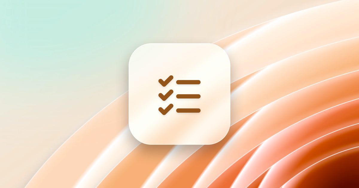A checklist on a frosted glass tile, over an orange wallpaper.
