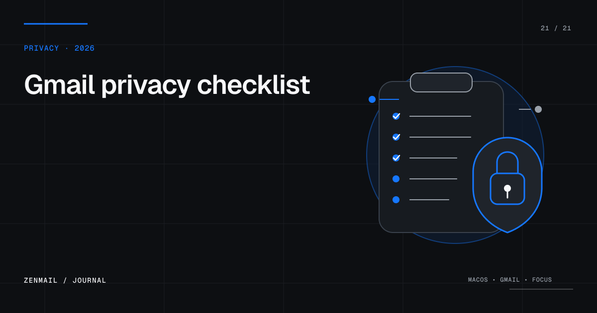 A Gmail privacy checklist protected by an encrypted lock.