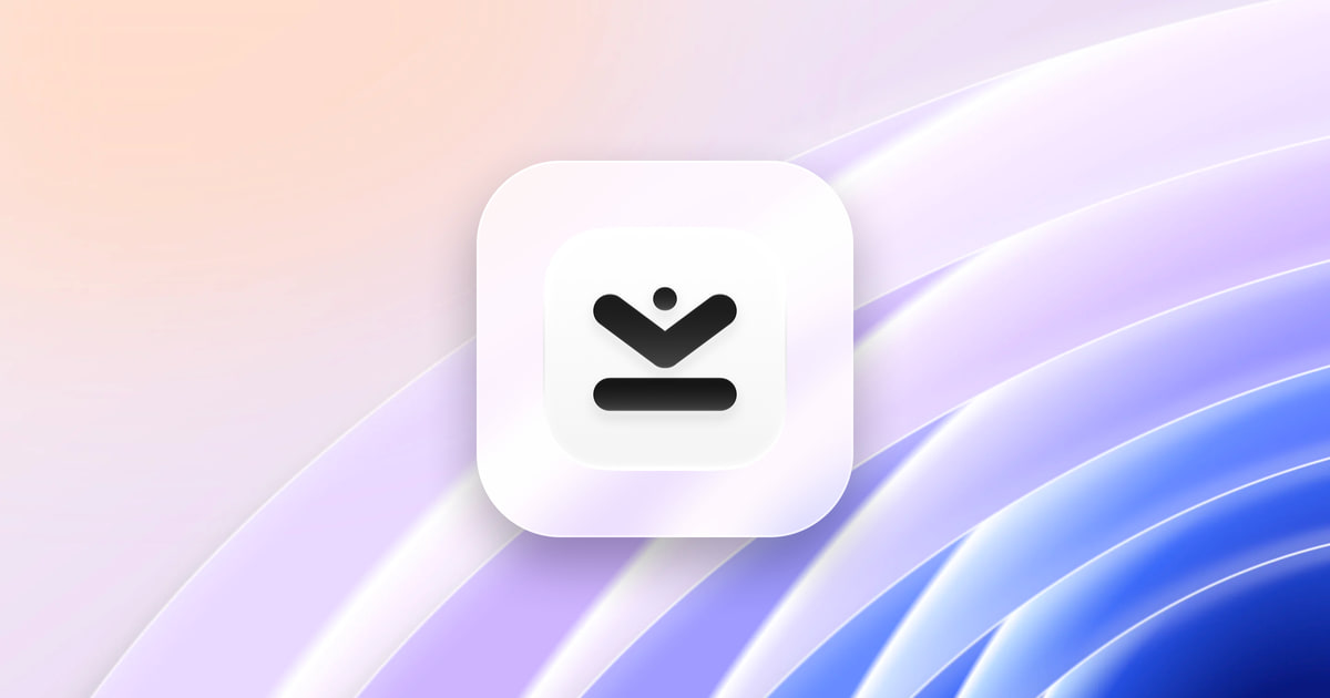 The ZenMail app icon on a frosted glass tile, over a violet wallpaper.